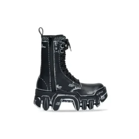 Šněrovací kozačky Bulldozer „Black Outline Calfskin“ 672502WBEF21090