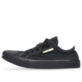 Nízké tenisky Paris „Black Destroyed Cotton and Black Rubber“ 688754W3RP21010