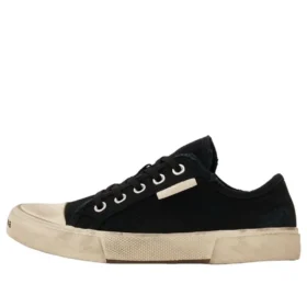Nízké tenisky Paris „Black Destroyed Cotton and White Rubber“ 688757W3RC21090