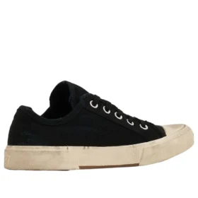 Nízké tenisky Paris „Black Destroyed Cotton and White Rubber“ 688757W3RC21090
