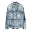 Oversized Denim bundy s prořezanými pruhy „Blue“ 697779TMW264437