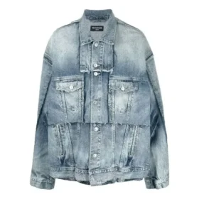 Oversized Denim bundy s prořezanými pruhy „Blue“ 697779TMW264437