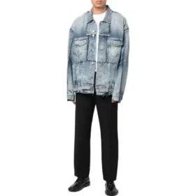 Oversized Denim bundy s prořezanými pruhy „Blue“ 697779TMW264437