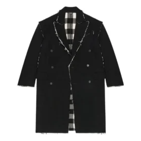 Oversized kabát s hrubými okraji a kostkovaným vzorem „Black White“ 704487TMU181070