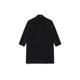 Oversized kabát s hrubými okraji a kostkovaným vzorem „Black White“ 704487TMU181070
