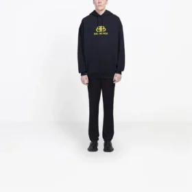 Oversized mikina s kapucí z interlockového úpletu „Black Yellow“ 578138TEV191361