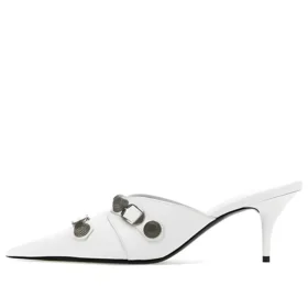 Pantofle na podpatky Cagole „White Lambskin“ 714253WAD4E9081