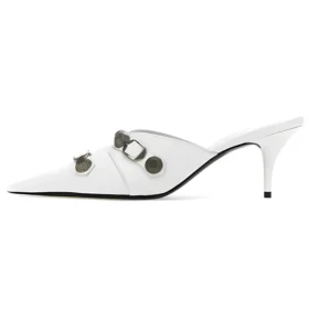 Pantofle na podpatky Cagole „White Lambskin“ 714253WAD4E9081