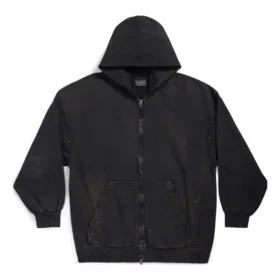Pařížská mikina s kapucí a zipem, úzký střih „Black Faded“ 744454TOVI41055