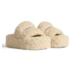 Platformové pantofle s kožešinou „Beige“ 762826W2DO19796