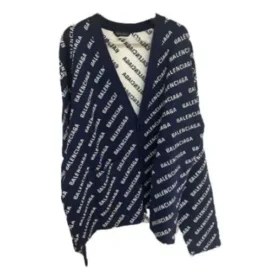 Pletený kardigan s celoplošným logem „Blue White“ 736248T32338502