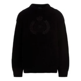 Pletený svetr s kulatým výstřihem a logem BB Laurel Crown „Black“ 664369T32111000