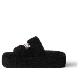 Plyšové platformové pantofle „Black“ 762826W2DO11096