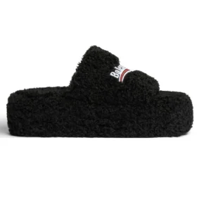 Plyšové platformové pantofle „Black“ 762826W2DO11096