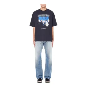 Pánské Balenciaga Speed Hunters černé s modrým pruhem, krátký rukáv, šedé 541875TCV381055
