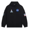 Pánské Balenciaga x NASA FW21 Crossover Logo bavlněné klasické volné mikiny s kapucí a dlouhými rukávy, černé 651799TKVD81070