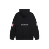 Pánské Balenciaga x NASA FW21 Crossover Logo bavlněné klasické volné mikiny s kapucí a dlouhými rukávy, černé 651799TKVD81070