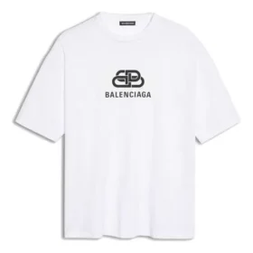 Pánské bílé tričko Balenciaga s logem BB a klasickým potiskem, krátký rukáv 570803TEV489044