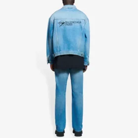 Pánská Denim bundy Balenciaga SS21 s klasickým logem, světle modrá 657608TDW154307