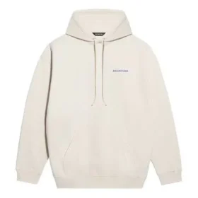 Pánské fleecové tričko s dlouhým rukávem Balenciaga, krémově bílé, 600583TJVA89055