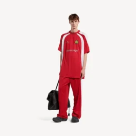 Pánské fotbalové tričko v oversized střihu v červené barvě