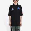 Pánská jednobarevná bavlněná polokošile Balenciaga x NASA Crossover FW21 s vesmírným potiskem, černá, 662493TKVG11070