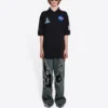 Pánská jednobarevná bavlněná polokošile Balenciaga x NASA Crossover FW21 s vesmírným potiskem, černá, 662493TKVG11070