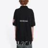 Pánská jednobarevná bavlněná polokošile Balenciaga x NASA Crossover FW21 s vesmírným potiskem, černá, 662493TKVG11070