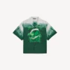 Pánská košile s krátkým rukávem v extrémním tie-dye stylu v zelené/bílé barvě