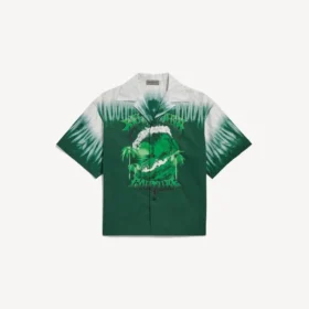 Pánská košile s krátkým rukávem v extrémním tie-dye stylu v zelené/bílé barvě