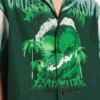 Pánská košile s krátkým rukávem v extrémním tie-dye stylu v zelené/bílé barvě