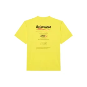 Pánská mikina Balenciaga Dry Cleaning s boxovým logem, volný střih, krátký rukáv, žlutá 651795TKVF87175