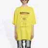 Pánská mikina Balenciaga Dry Cleaning s boxovým logem, volný střih, krátký rukáv, žlutá 651795TKVF87175
