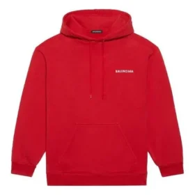 Pánská mikina Balenciaga FW21 s volným střihem, kapucí a logem, s dlouhými rukávy, červená 600583TIV846540
