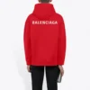 Pánská mikina Balenciaga FW21 s volným střihem, kapucí a logem, s dlouhými rukávy, červená 600583TIV846540