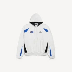 Pánská mikina s kapucí a zipem Balenciaga | NBA Collaboration v bílé/vícebarevné barvě