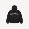 Pánská mikina s kapucí a zipem „DIY Balenciaga Back“ v černé barvě, regular fit