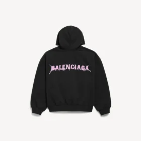 Pánská mikina s kapucí a zipem „DIY Balenciaga Back“ v černé barvě, regular fit