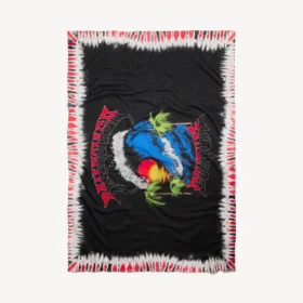 Pánský pareo s výrazným tie-dye vzorem v černé/červené barvě