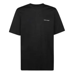 Pánské pletené tričko s krátkým rukávem a logem Balenciaga, černé, 556150TYK281000