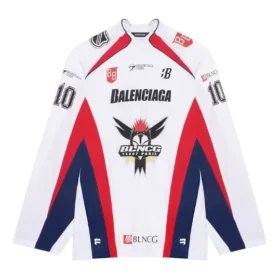 Pánské sportovní hokejové tričko Balenciaga SS21 s dlouhým rukávem, síťovina, bílé 657105TKV248090