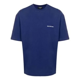 Pánský svetr Balenciaga FW21 s logem, kulatým výstřihem a krátkými rukávy, modrý 612966TIVG53967