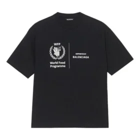Pánský svetr Balenciaga x WFP 1. generace s potiskem loga, kulatým výstřihem a krátkými rukávy, černý 612966THV841000