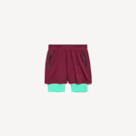 Pánské technické šortky v barvě burgundské/aqua