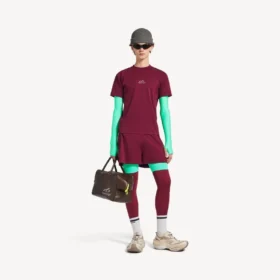 Pánské technické šortky v barvě burgundské/aqua