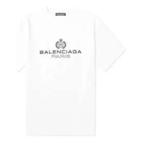 Pánské tričko Balenciaga BB Paris s potiskem, kulatým výstřihem a krátkými rukávy, retro verze, bílé 594579TGV609000