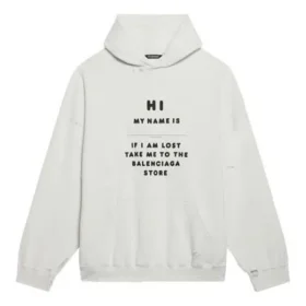 Pánské tričko Balenciaga FW21 s dlouhým rukávem a potiskem „Hi My Name Is Alphabet“, bílé, 651799TKVF29081