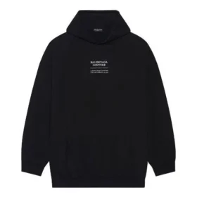 Pánské tričko Balenciaga FW21 s kapucí, volný střih, dlouhé rukávy, černé 651799TJV910107