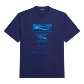 Pánské tričko Balenciaga FW21 s potiskem abecedy, retro pletené, s krátkým rukávem, tmavě modré 651795TKVF83866