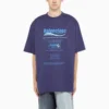 Pánské tričko Balenciaga FW21 s potiskem abecedy, retro pletené, s krátkým rukávem, tmavě modré 651795TKVF83866